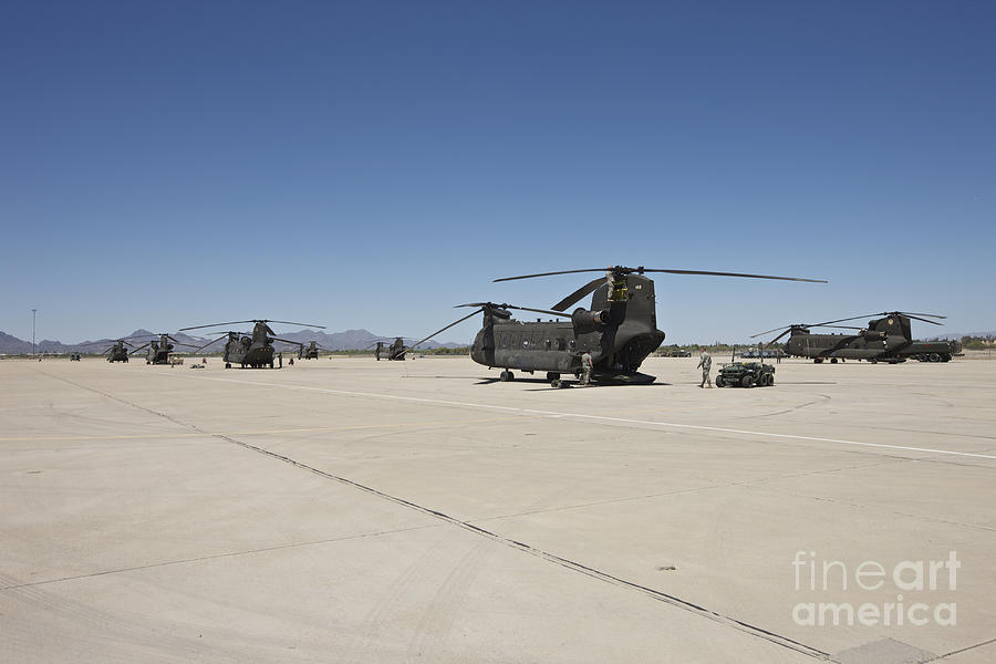 Ch-47 Chinook Helicopters Parked Photograph by Terry Moore
