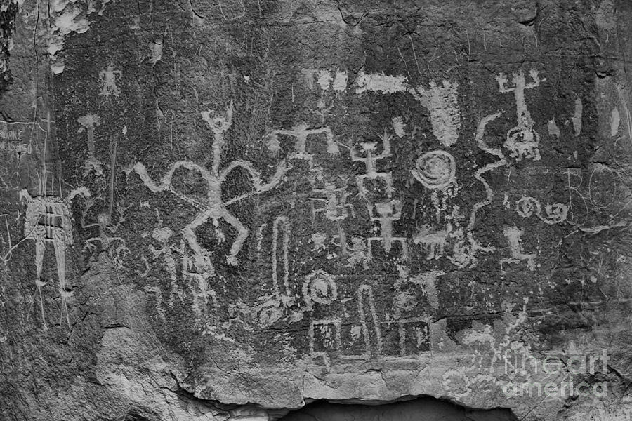 Chaco Canyon Petroglyphs Black And White Photograph by Adam Jewell