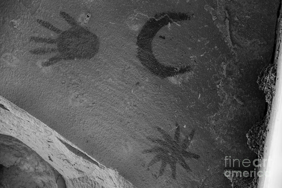 Chaco Canyon Supernova Petroglyph Black And White Photograph by Adam Jewell