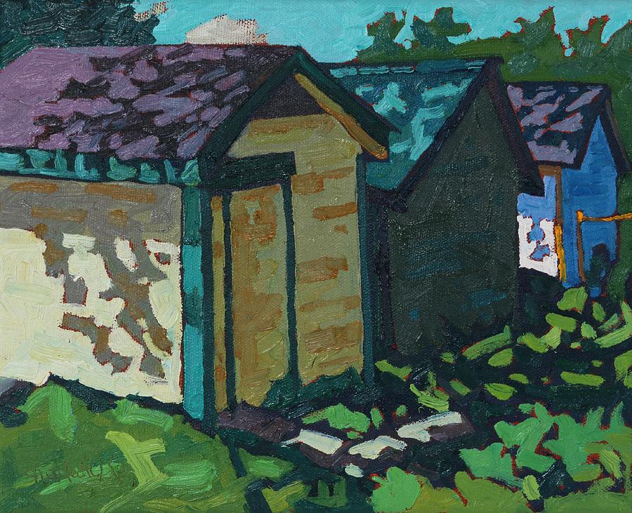 Chaffey Boat Houses Painting by Phil Chadwick