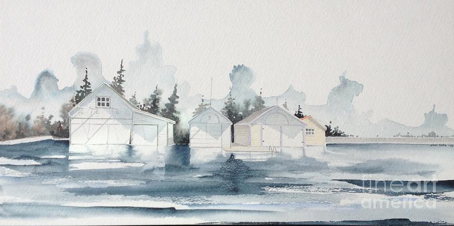 Chaffeys Lock Boathouses Painting by John  Shea BFA