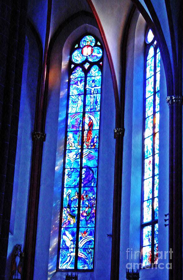 Chagall Windows in St Stephens Church 2 Photograph by Sarah Loft