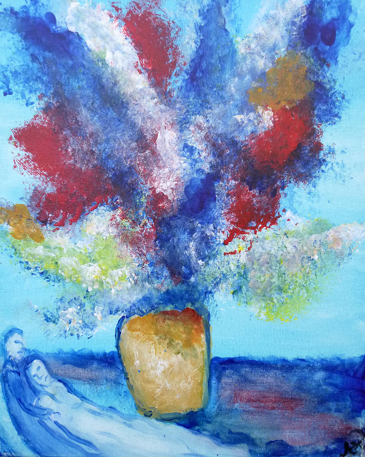 Vase Painting - Chagalls Flower Vase by Amanda Hunter