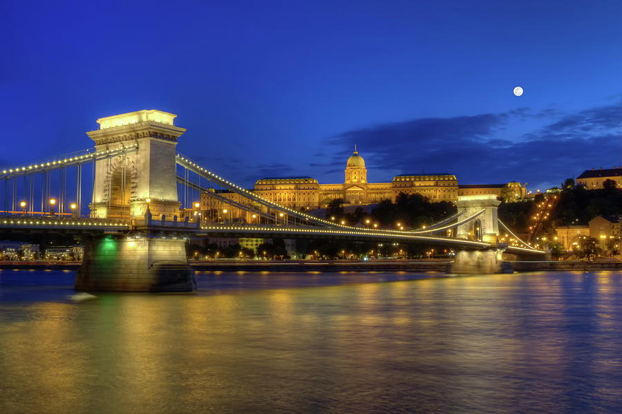 Chain Bridge, Royal Palace and Danube river in Budapest, Hungary Photograph by Elenarts - Elena Duvernay photo