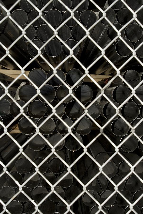 Pattern Photograph - Chain link pipe by Sara Stevenson