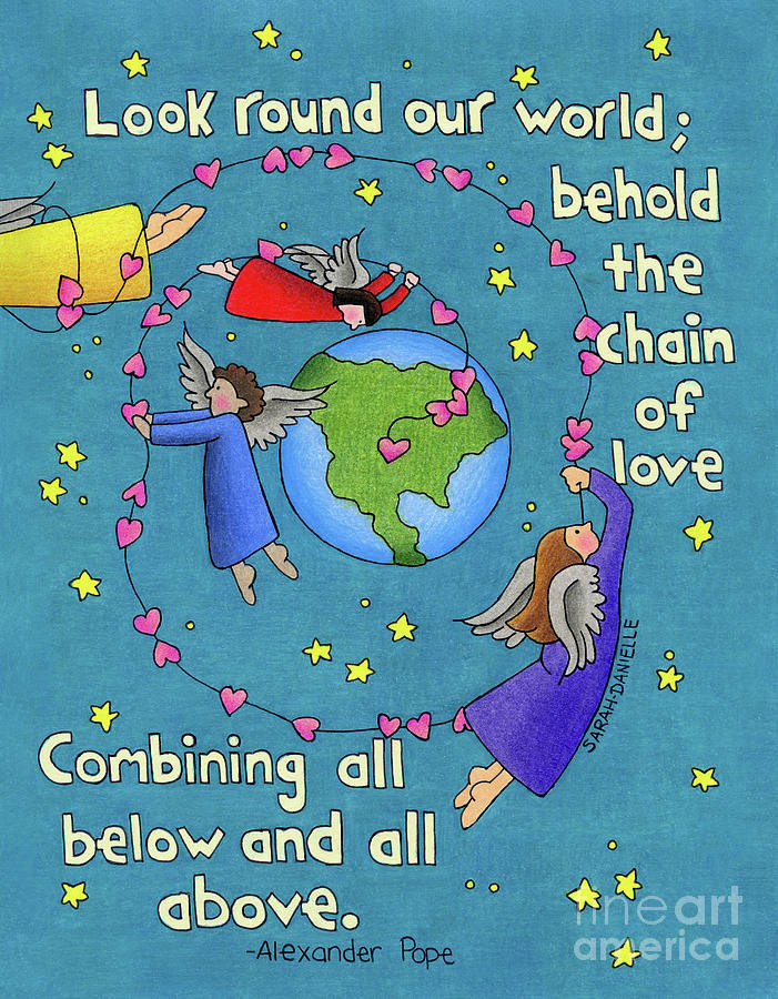 Valentines Day Drawing - Chain Of Love by Sarah Batalka