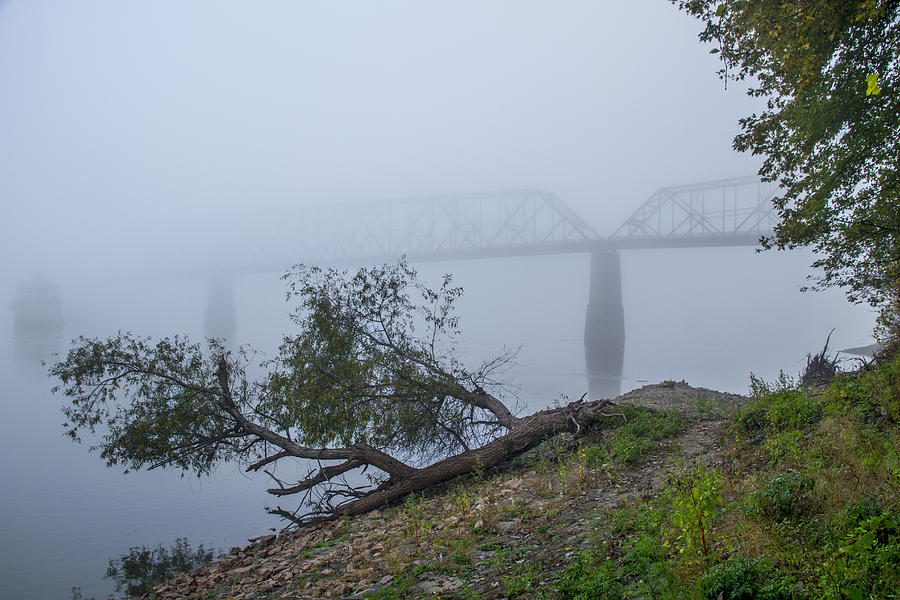 Chain of Rocks Bridge in the fog Photograph by Garry McMichael