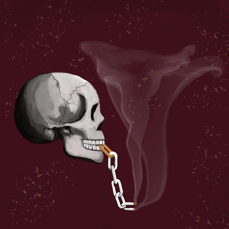 Chain Smoker Skull  Digital Art by Keshava Shukla