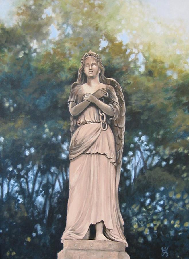 Tree Painting - Chained Angel by Carrie Auwaerter