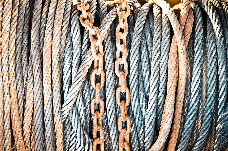 Abstract Photograph - Chains and cables by Tom Gowanlock