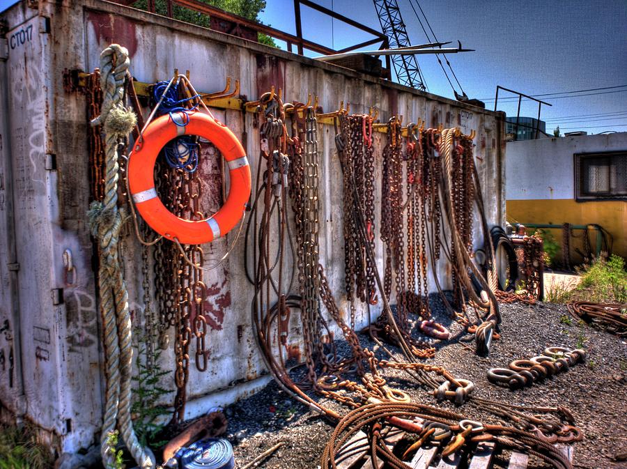Boat Photograph - Chains by Lawrence Christopher