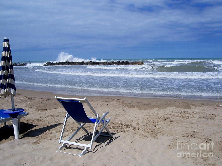 Beach Photograph - Chair by the Sea by Judy Kirouac