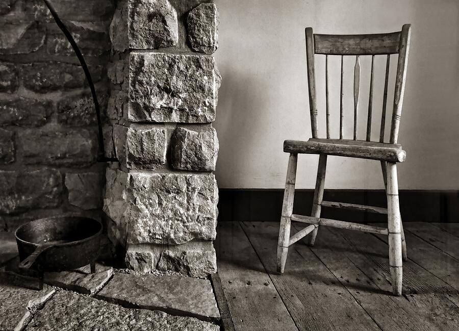 Vintage Photograph - Chair - Fireplace by Nikolyn McDonald