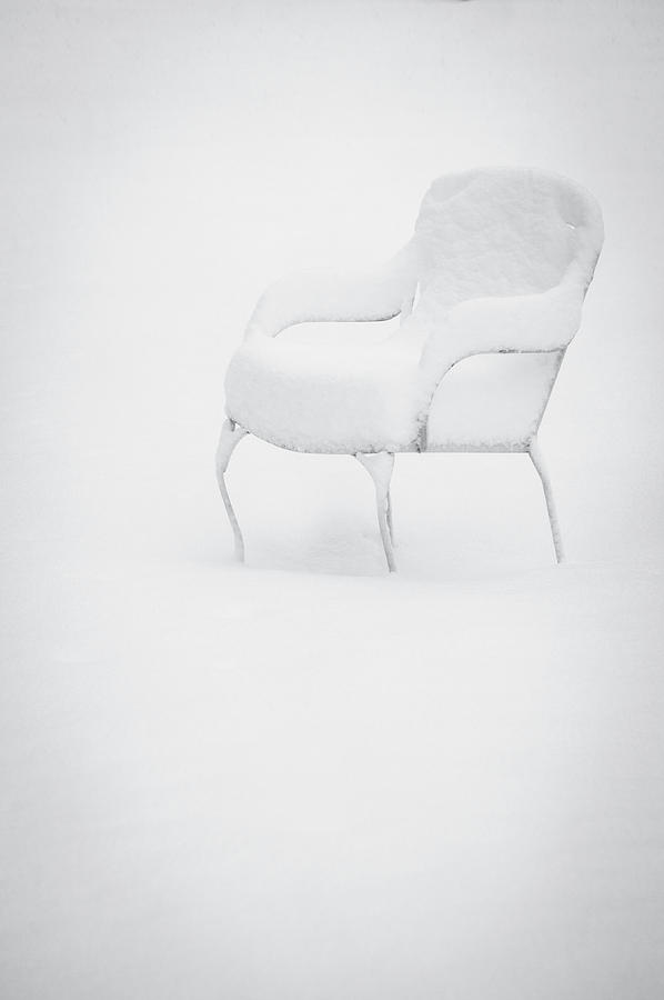 Chair in Snow Photograph by Ginger Stein