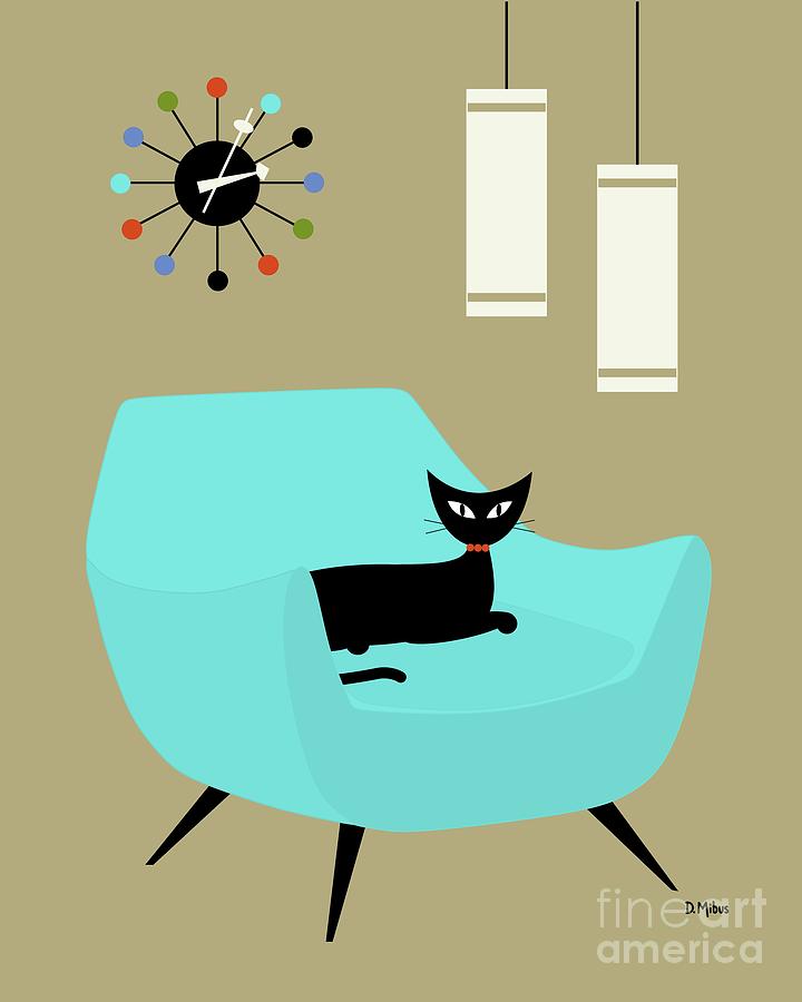 Chair with Ball Clock Digital Art by Donna Mibus