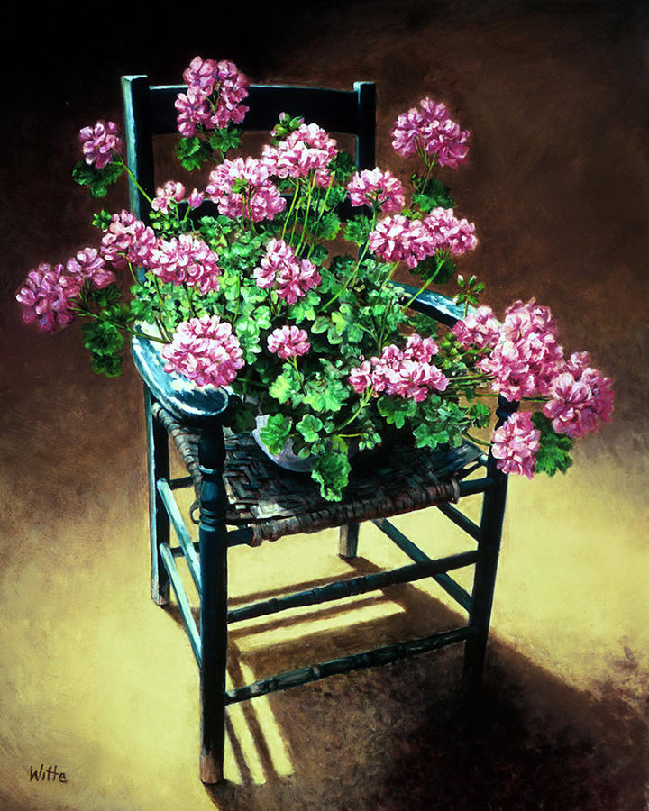 Chair with Geraniums Painting by Marie Witte