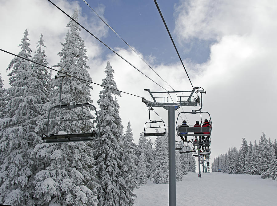 Winter Photograph - Chairlift at Vail Resort - Colorado by Brendan Reals