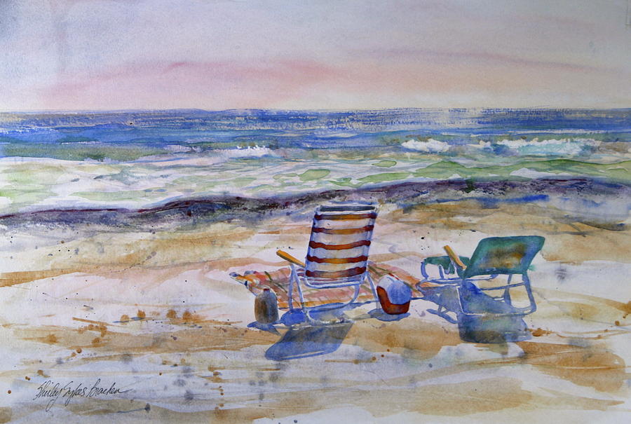 Chairs on the Beach Painting by Shirley Sykes Bracken
