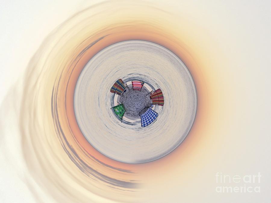 Chairs on the beach - tiny planet Photograph by Claudia M Photography
