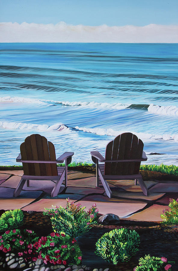 Beach Painting - Chairs by Romy Muirhead
