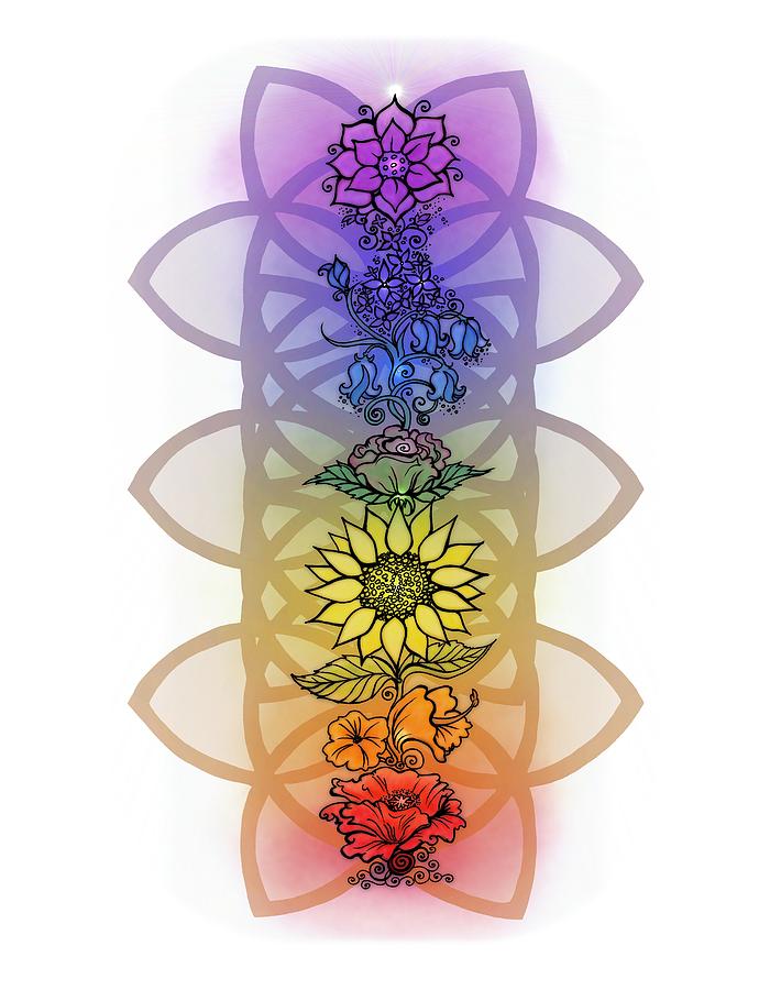 Chakra Flowers Digital Art by Katherine Nutt