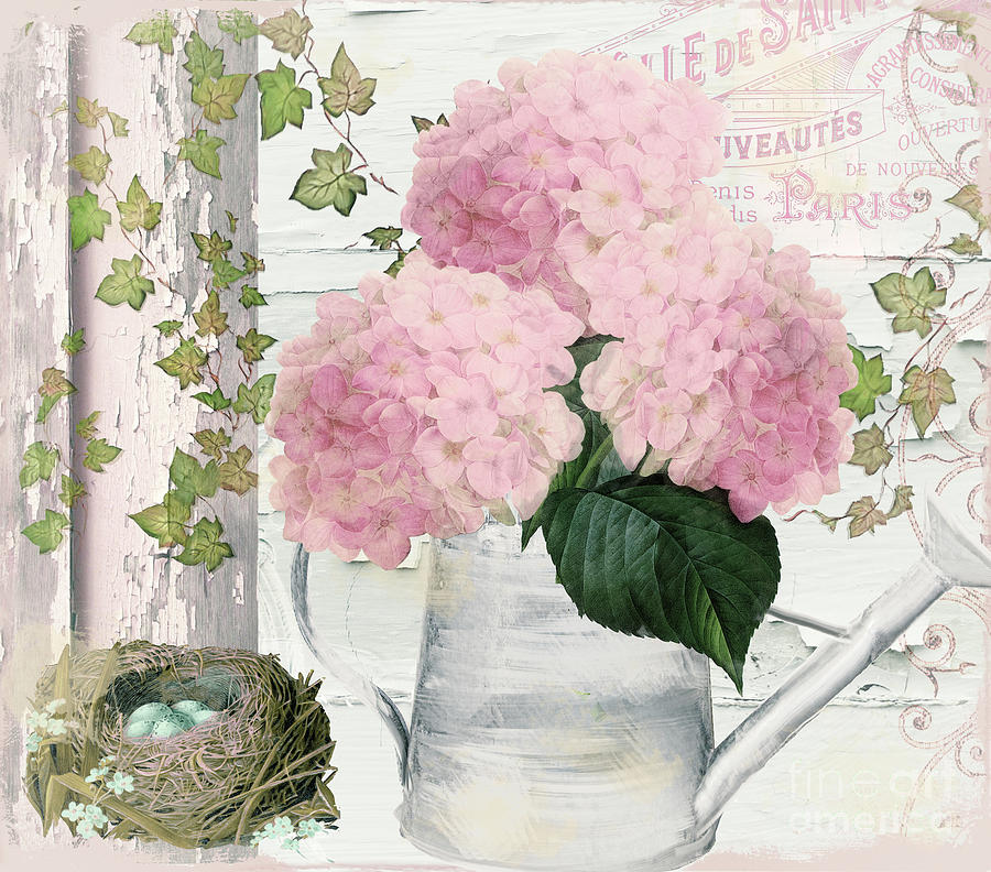 Chalet dEte Hydrangea Painting by Mindy Sommers