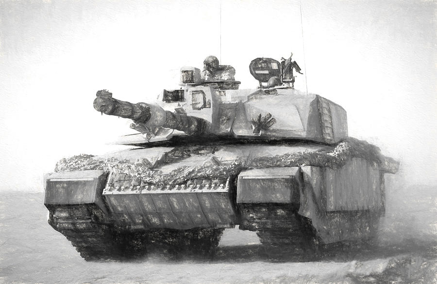 Challenger Tank Drawing Digital Art by Roy Pedersen