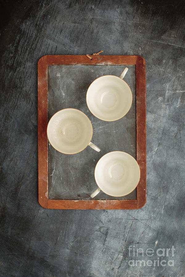 Challkboard Tea Cups Photograph by Edward Fielding