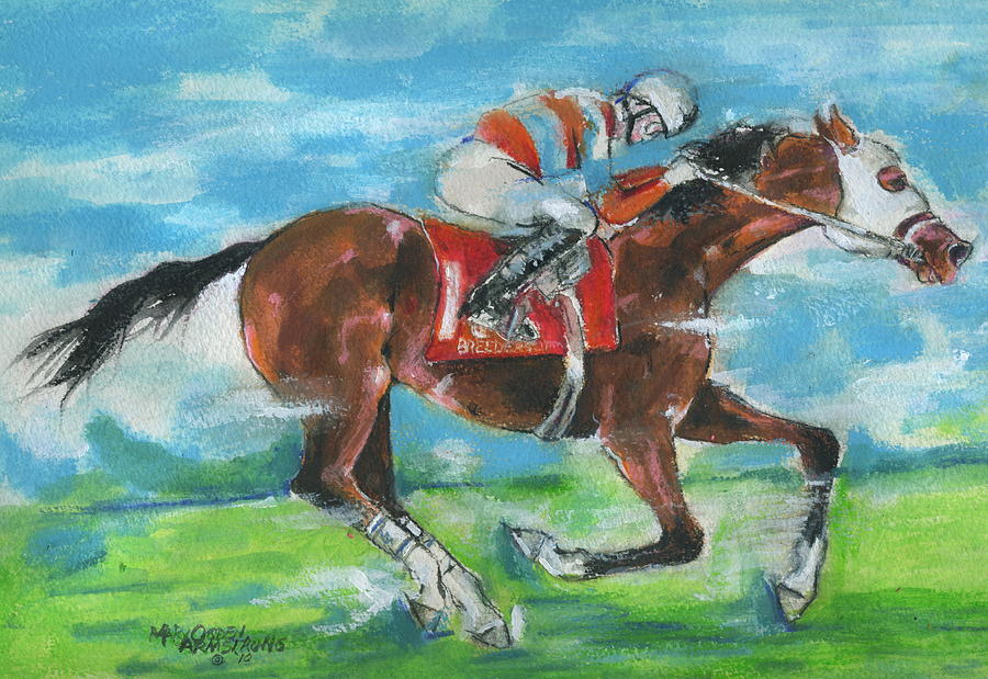 Horse Painting - Chamberlain wins by Mary Armstrong