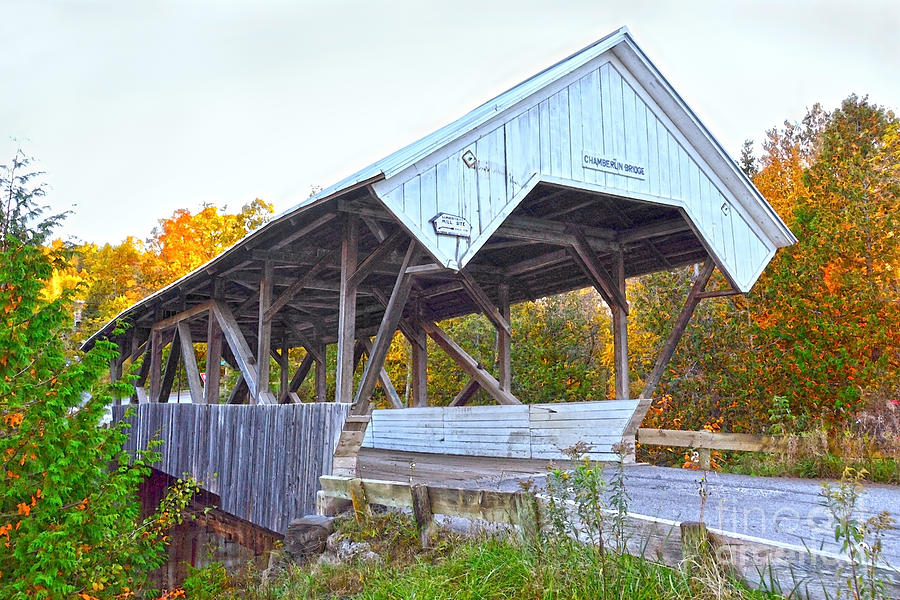 Chamberlin Mill Covered Bridge in Vermont Photograph by Catherine Sherman