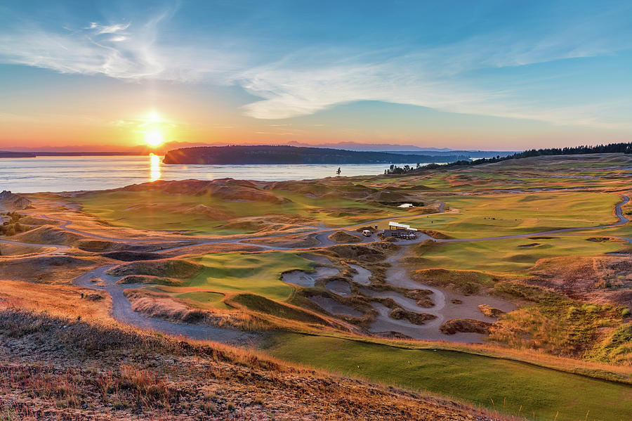 Chambers Bay Golf Course Sunset Photograph by Mike Centioli