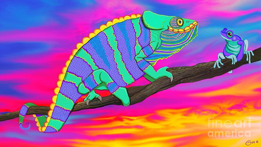 Chameleon and Frog Digital Art by Nick Gustafson