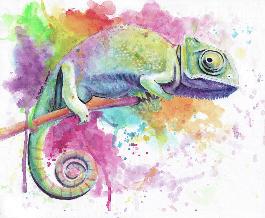 chameleon watercolor