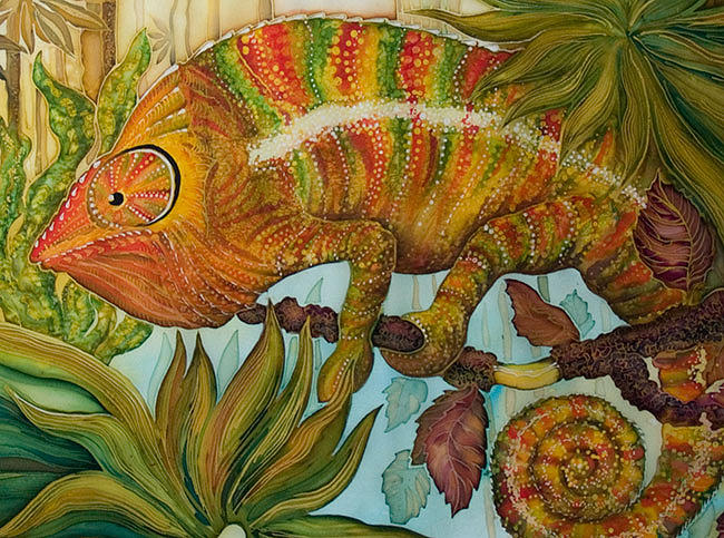 Impressionism Painting - Chameleon by  Kulenjonok Lilia