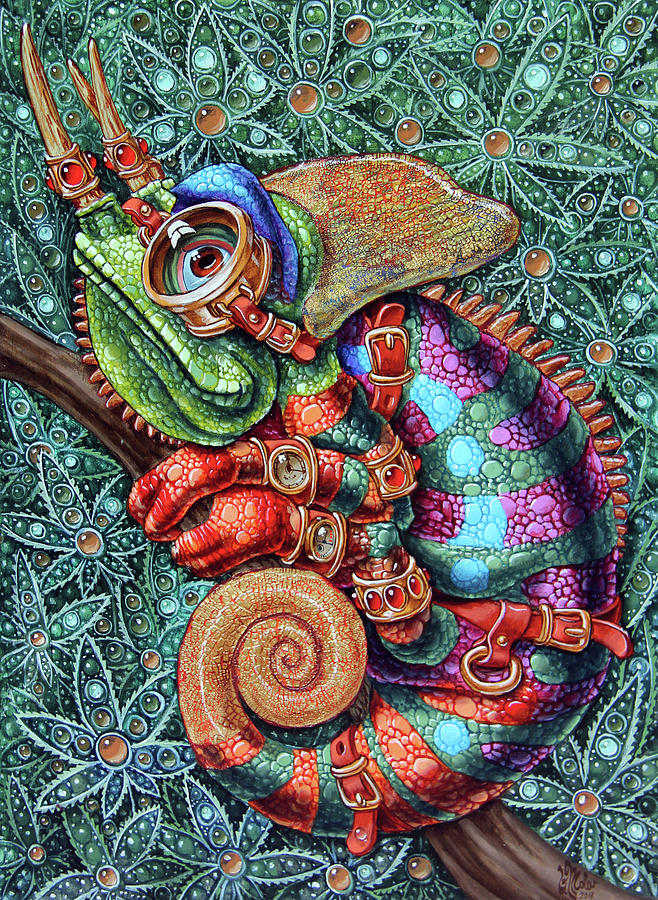 Chameleon Painting by Victor Molev
