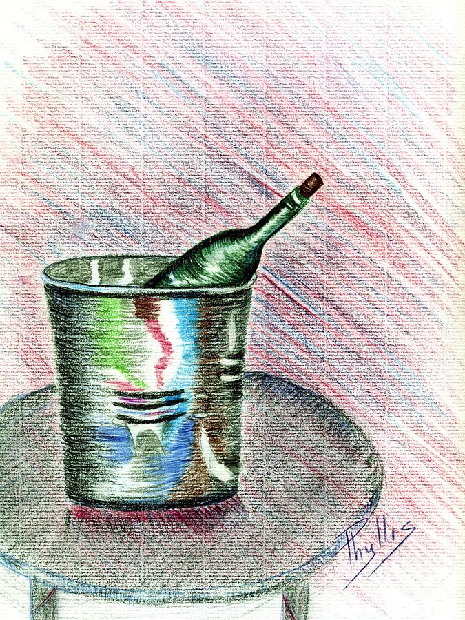 Champagne Study in Pencil Drawing by Phyllis Kaltenbach