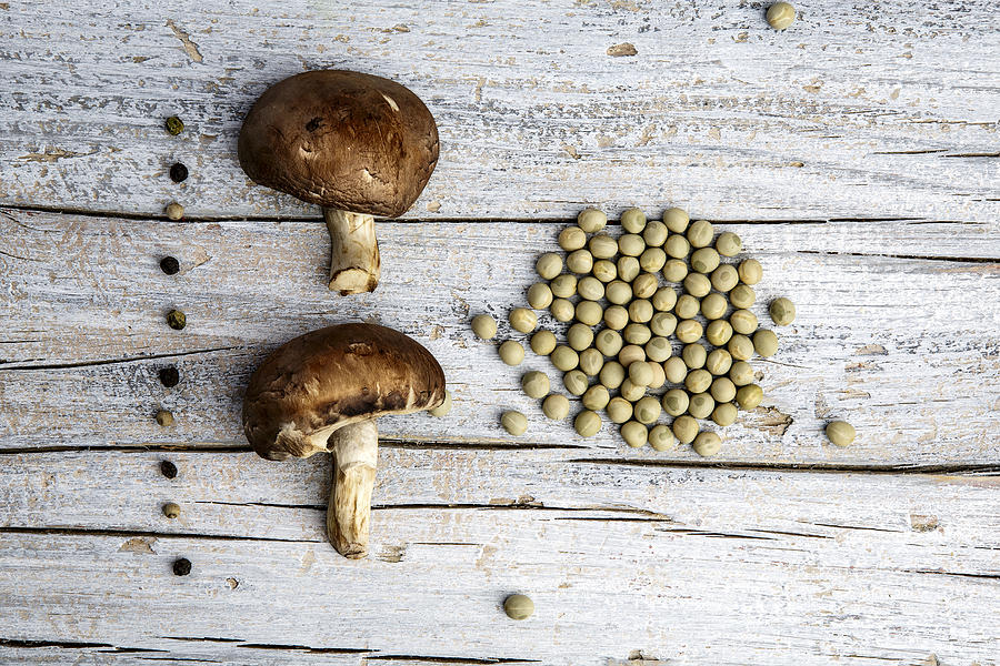 Champignons, Peas And Pepper Photograph