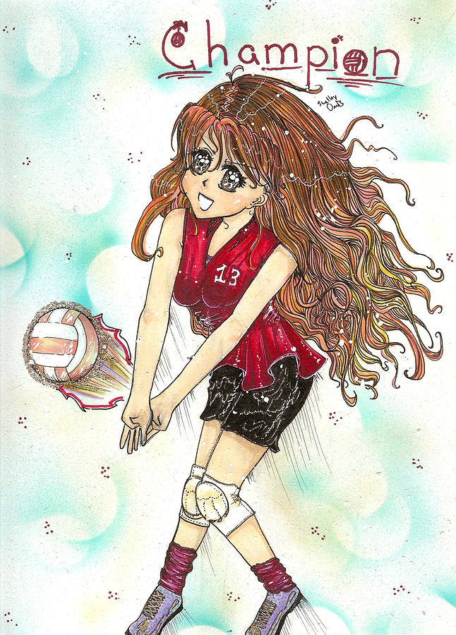 Champion Volleyball Drawing by Shelby Davis