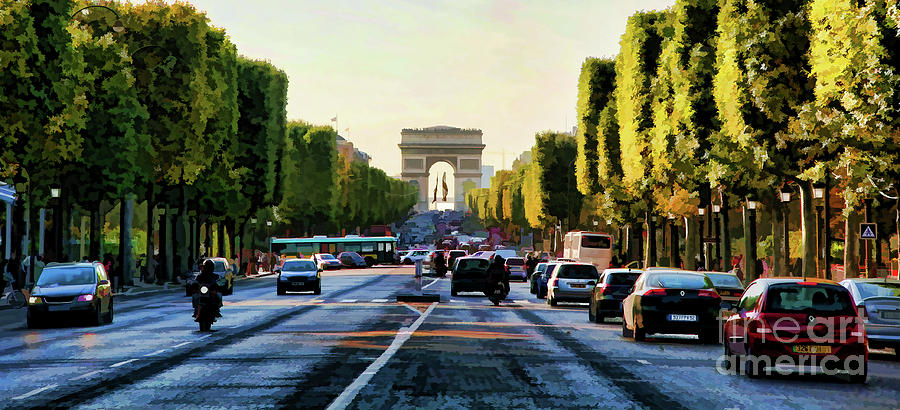 Champs-Elysee Street to Arc de Triomphe Photograph by Chuck Kuhn