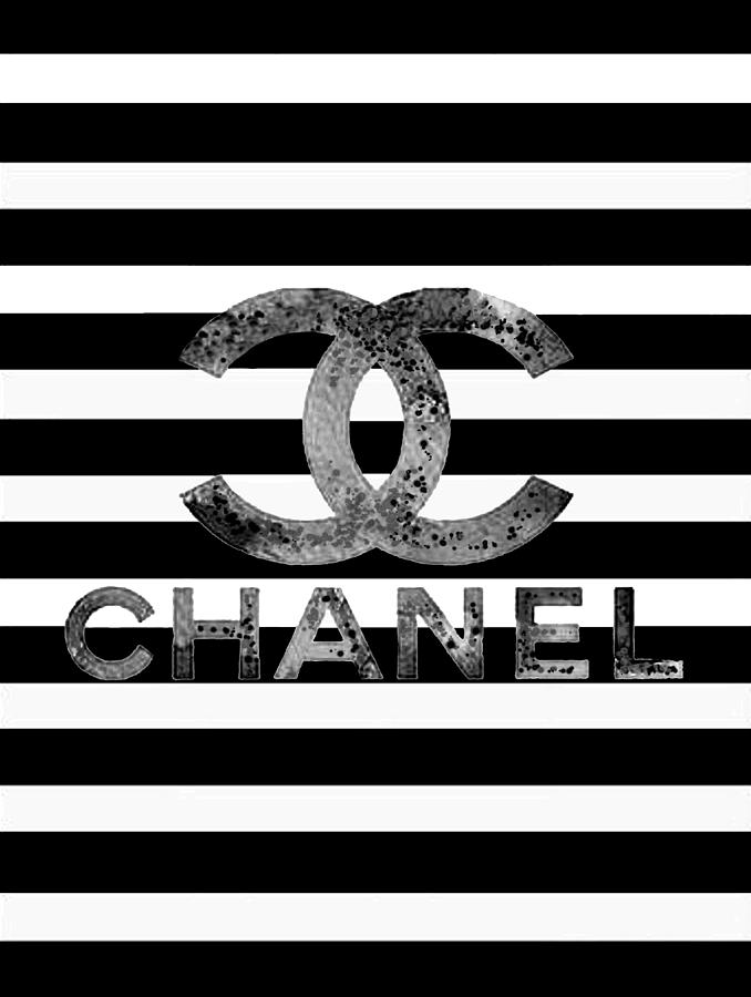 Chanel Black Logo Mixed Media by Del Art