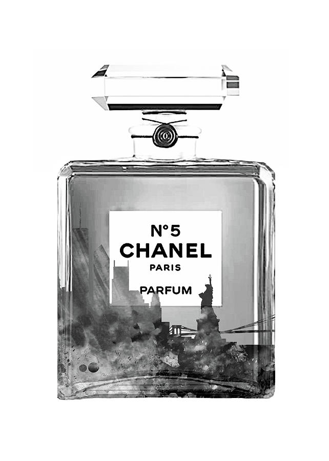 Chanel Black Perfume Painting by Del Art