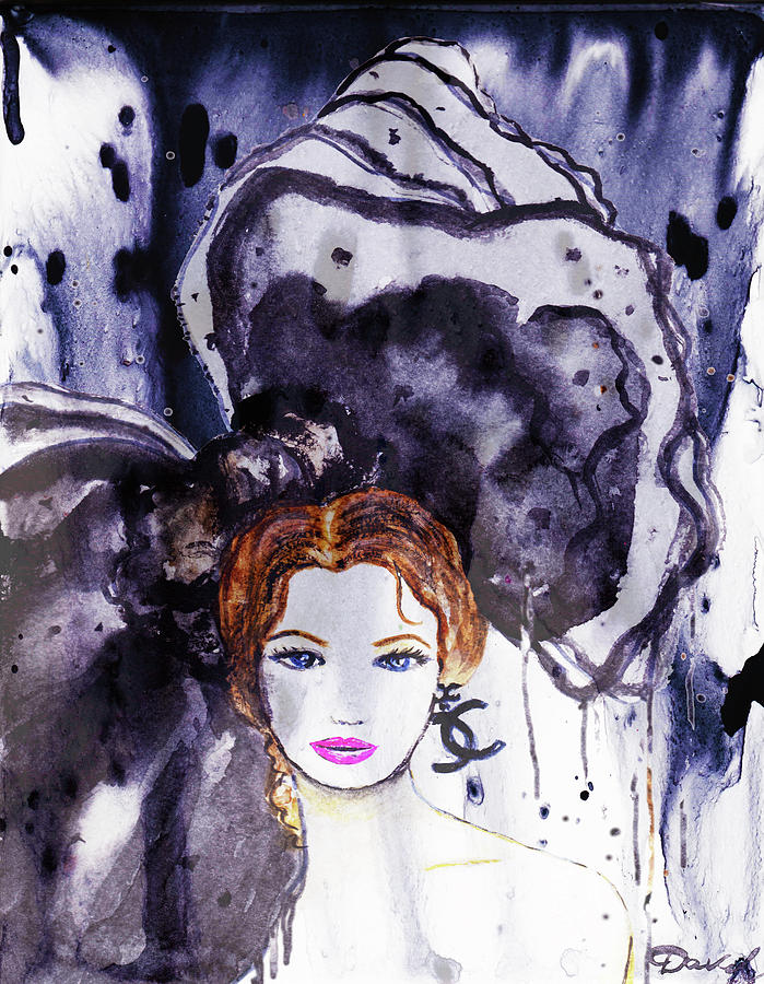 Chanel Poster Painting - Chanel Girl by Del Art Chanel Poster Painting - Chanel Girl by Del Art