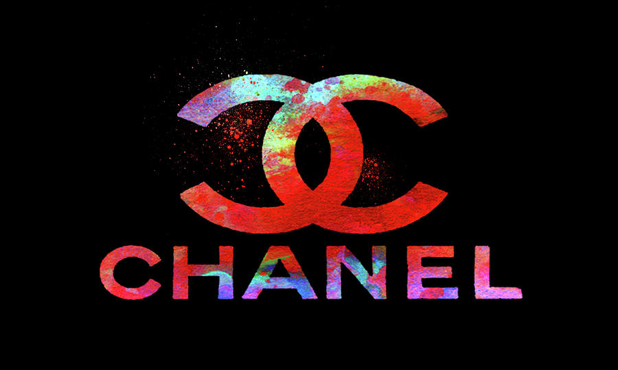 Chanel Logo Red Blue Black Painting by Del Art