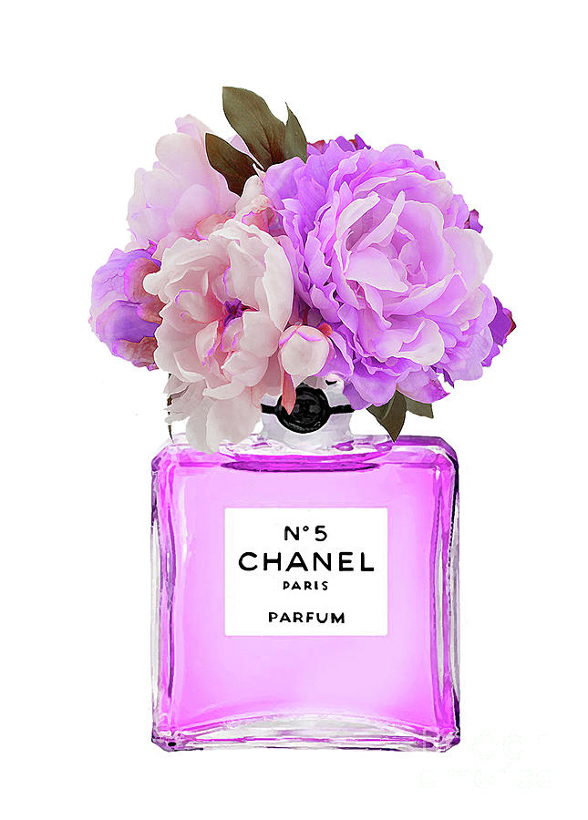 Chanel N. 5 Pink Perfume Painting by Del Art