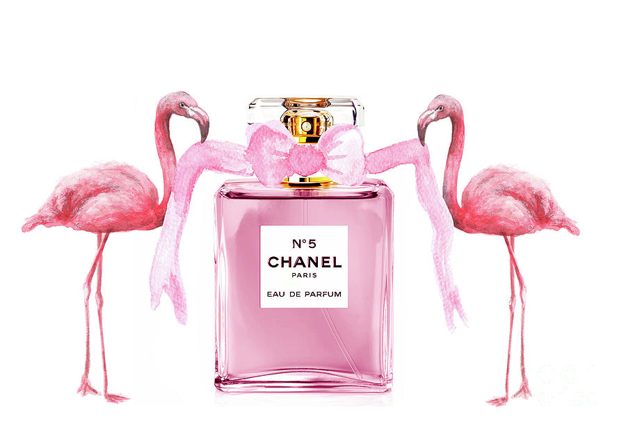 Chanel N. 5 With Flamingos Painting by Green Palace