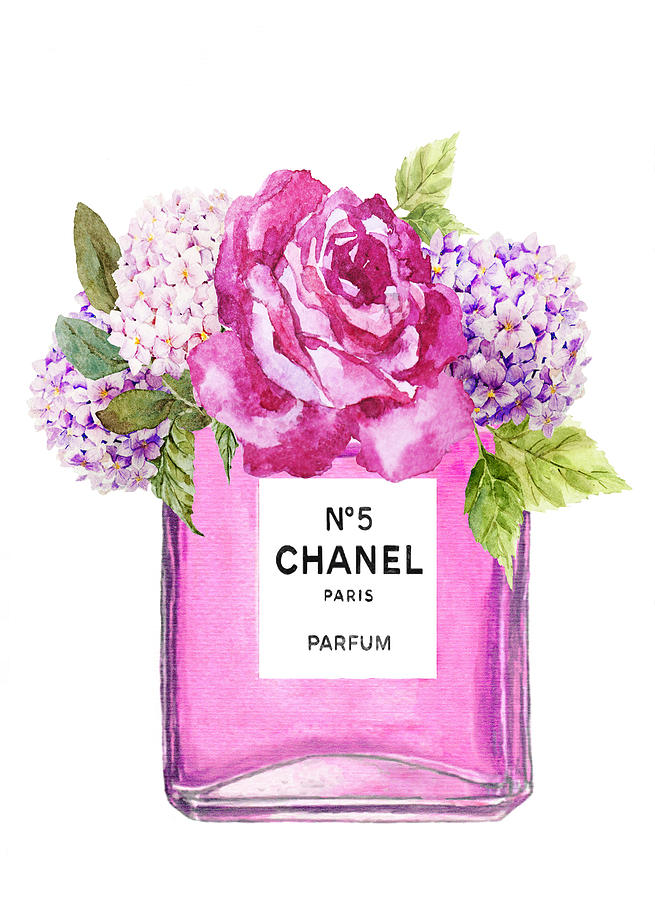 Chanel N. 5 With Flower Painting by Del Art