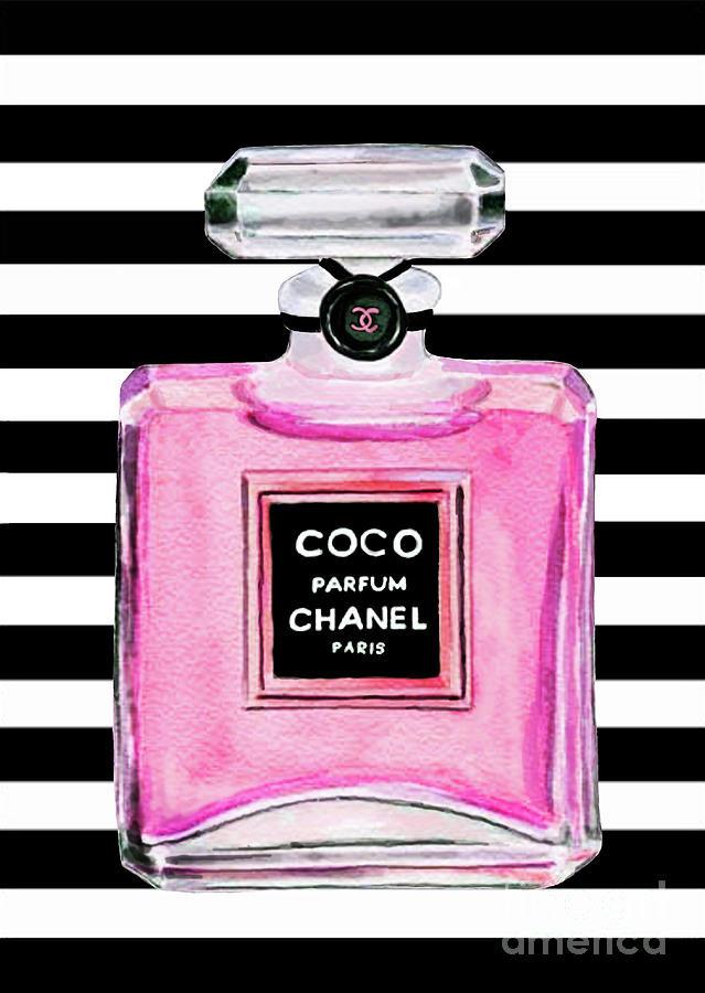 Chanel Pink Perfume 1 Painting by Del Art
