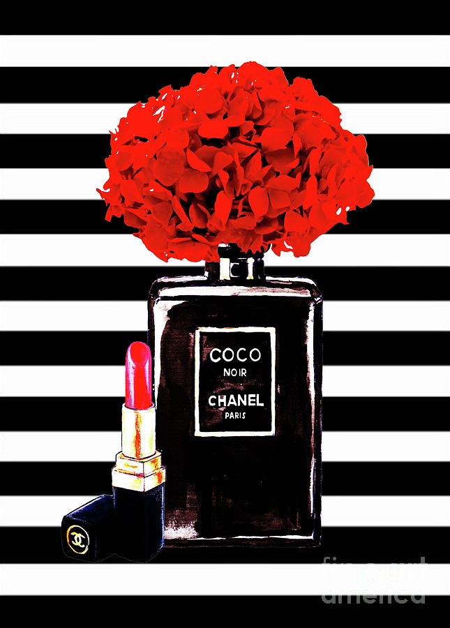 Chanel Poster Chanel Print Chanel Perfume Print Chanel With Red ...