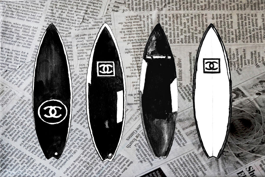 Chanel Surfboards Newspaper 2 Mixed Media by Del Art