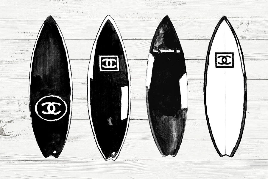 Chanel Surfboards on Wood Art Print Chanel surfboard poster Painting by ...